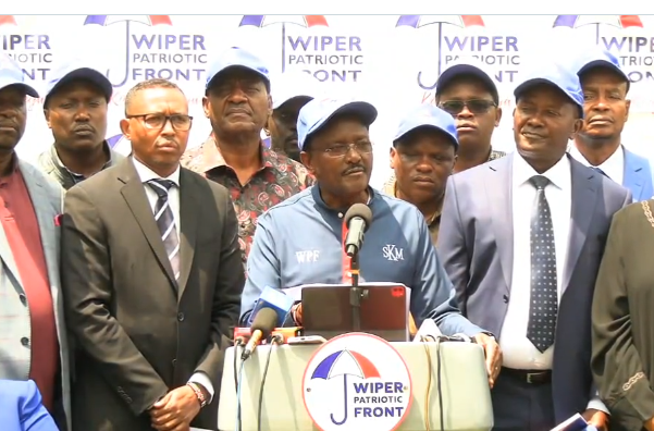 A file photo of Wiper Leader Kalonzo Musyoka addressing a press conference at the Wiper Party headquarters.